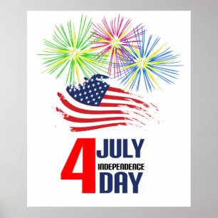 Poster 4 de julho - Dia da Independência com Bandeira e