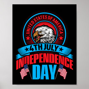 Poster 4 De Julho Dia Da Independência EUA Águia Patrióti