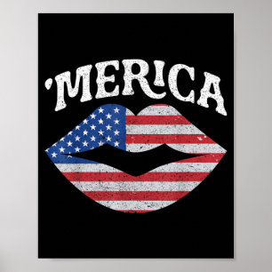 Poster 4 de Julho Dia da Independência MERICA Beijo Boca