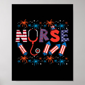Poster 4 De Julho Enfermeiro Stethoscope Patriotic Scrub 