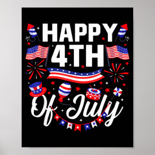 Poster 4 de julho feliz dia da independência fogos de art