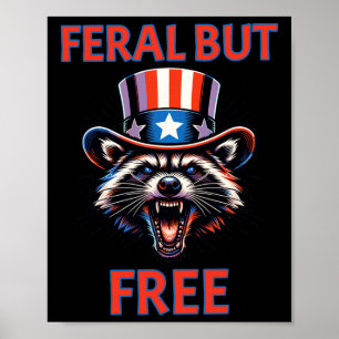 Poster 4 De Julho Feral Mas Livre E Patriótica Raccoon En