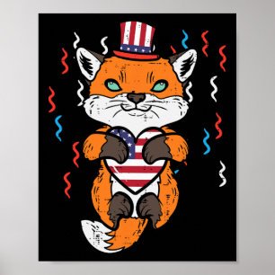 Poster 4 De Julho Fox American Flag Hearotic Kids
