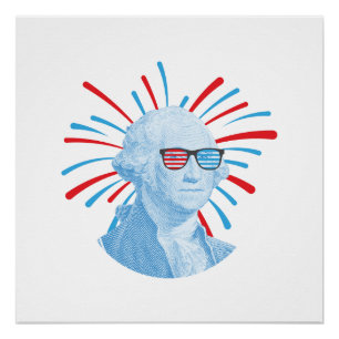 Pôster 4 De Julho George Washington Óculos