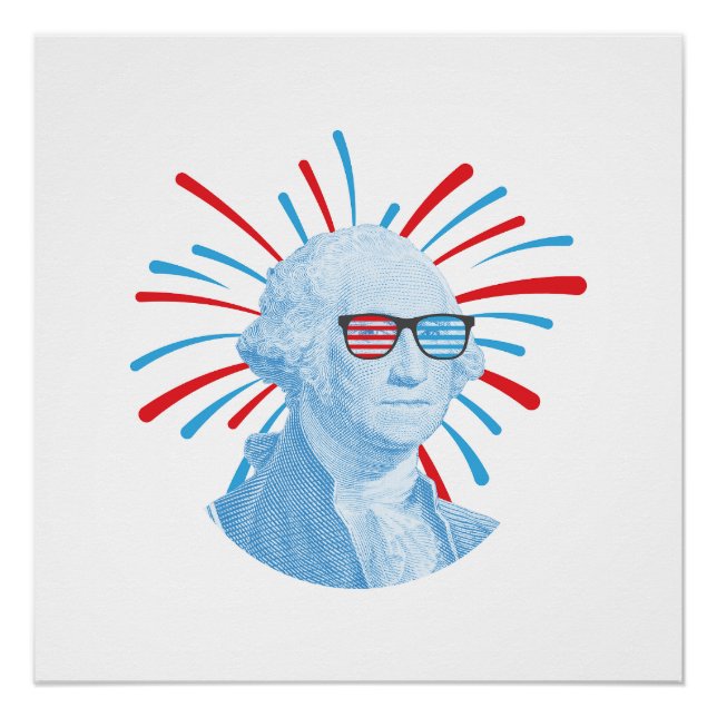 Pôster 4 De Julho George Washington Óculos (Frente)