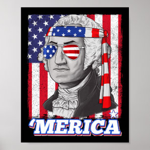 Poster 4 De Julho George Washington Patriótica Merica Fla