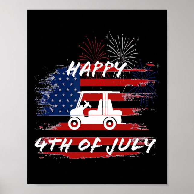 Poster 4 De Julho Looping Parade Holiday Golf Cart Ameri (Frente)