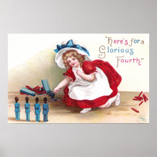 Pôster 4 de julho Menina e Soldados de Brinquedos