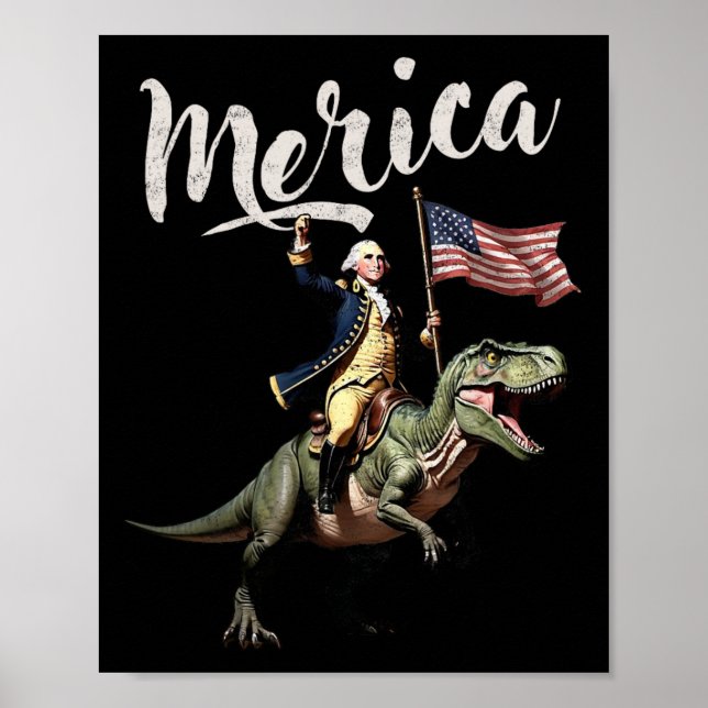 Poster 4 De Julho Merica George Washington Montando Um Di (Frente)