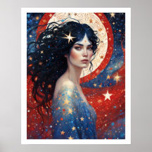 4 de julho Mulher no Red Fireworks Art Deco