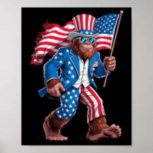 Poster 4 De Julho Patriótico Americano Sasquatch U