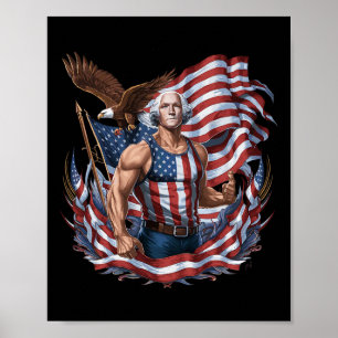 Poster 4 De Julho Patriótico Funny George Washington Julh