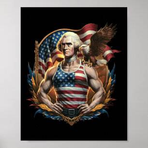 Poster 4 De Julho Patriótico Funny George Washington Julh