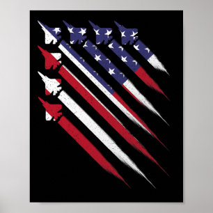 Poster 4 de Julho Patriótico Jato EUA Bandeira Americana