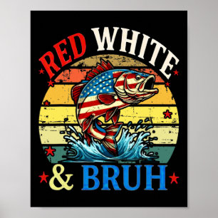 Poster 4 De Julho Retro Pesca Red White & Bruh Ame