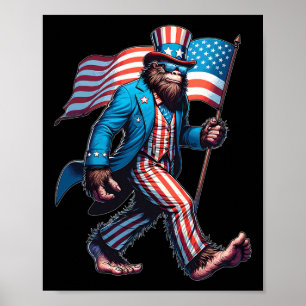 Poster 4 De Julho Sasquatch Patriótico Americano F