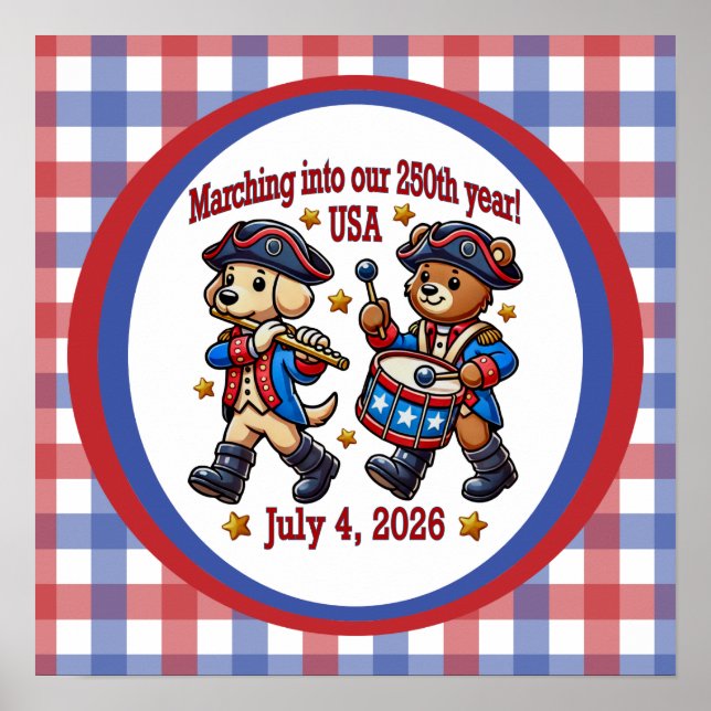 Poster 4 de julho Semiquincentenário de 250 anos dos EUA (Frente)