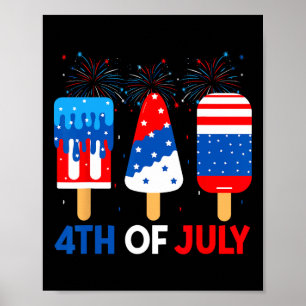 Poster 4 de julho Sorvetes Engraçados Patrióticos America