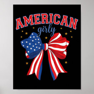 Poster 4 de Julho Vermelho Branco e Azul Americana Femini