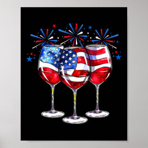 Poster 4 De Julho Vinho Gles Patriótico Red White Blue Us