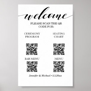 Poster 4 em 1 cerimônia e traçado gráfico&bar e menu qr