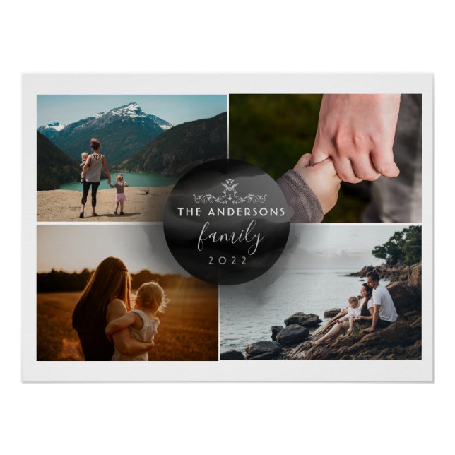 Pôster 4 Fotos Ornamentais Chic Black and White (Frente)