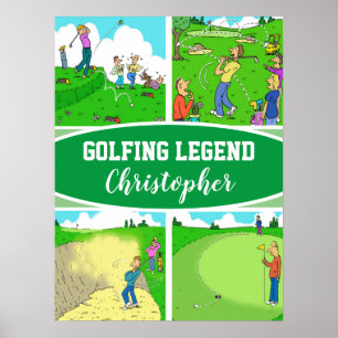 Poster 4 Golfistas Engraçados Cartões de Golfe para uma