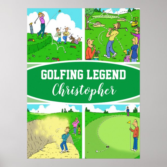 Poster 4 Golfistas Engraçados Cartoons de Golfe para uma  (Frente)