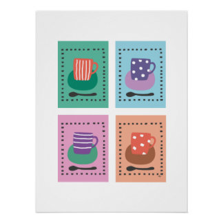 Pôster 4 kopjes met rand