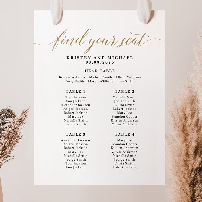 Poster 4 Mesa Encontre seu gráfico de assentos (Criador carregado)