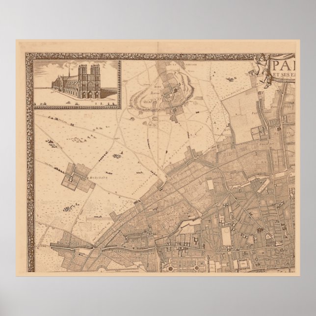 Pôster 4 Painel Sepia de Rochefort Paris Quadro 1 - LB (Frente)