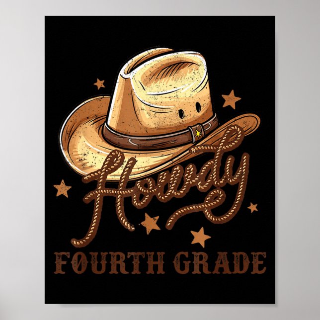 Poster 4th Grade Teacher Rodeo Country Western Howdy Four (Frente)