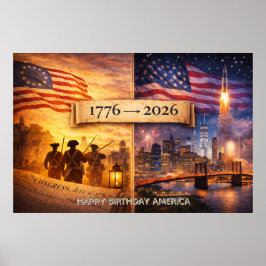 Poster 4th of July America 1776 to 2026 USA 250th Party