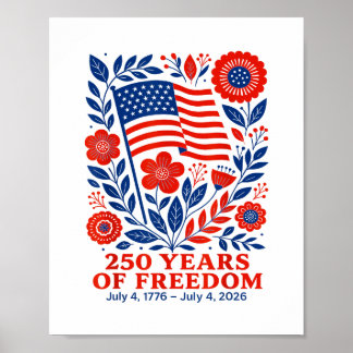 Poster 4th of July Patriotic 250th Anniversary 250 Years 