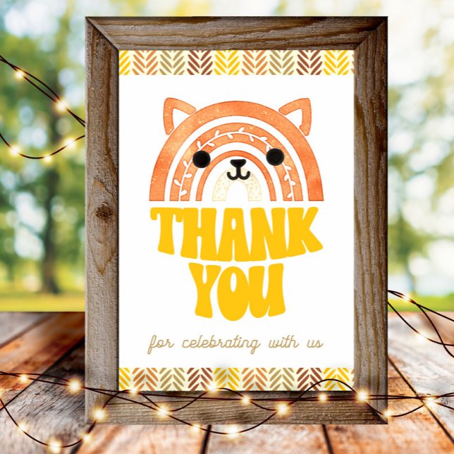 Poster 4x6 Obrigado Boho Woodland Fox Birday (Criador carregado)