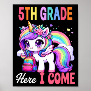 Poster 5º ano aqui vou eu meninas unicórnio volta às aula