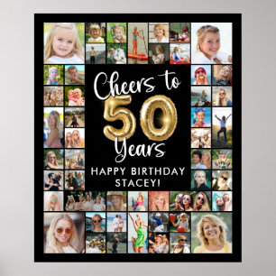 Poster 50º Aniversário 41 Foto Colagem Cheers to 50 Anos