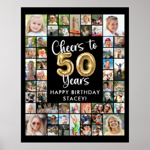 Poster 50º Aniversário 51 Foto Colagem Cheers to 50 Anos
