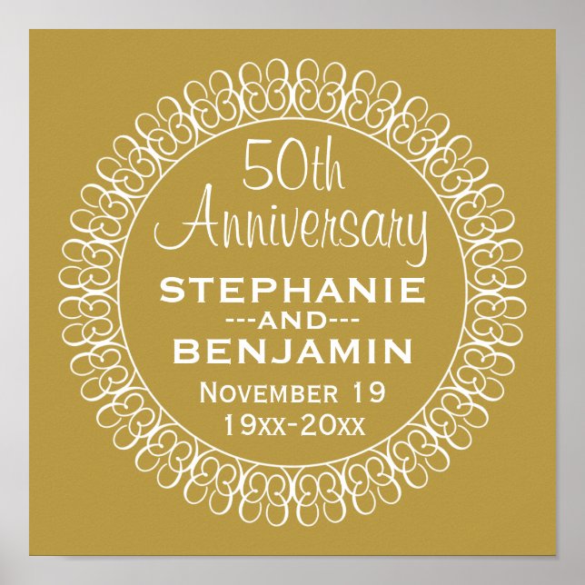 Pôster 50º Aniversário de Casamento Personalizado (Frente)