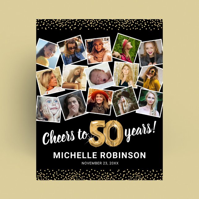 Poster 50º aniversário Festa Dourada de Fotografias Preta (Criador carregado)