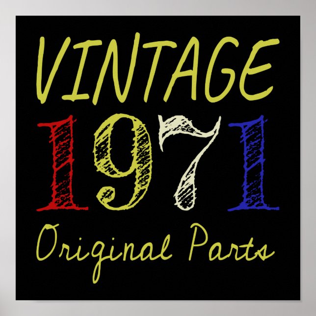 Poster 50º Aniversário Gift Vintage Retro 1971 (Frente)