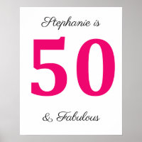 50º Aniversário Nome Fuchsia Rosa Cinquenta e Fabu