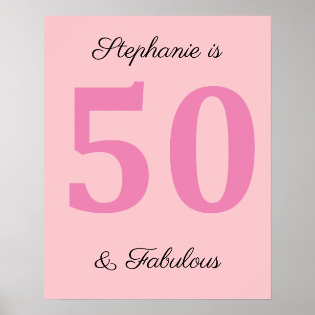 Poster 50º Aniversário Nome Rosa Cinquenta e Fabuloso Ele (Frente)