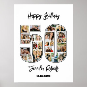 Poster 50º Aniversário Número 50 Colagem Personalizada de