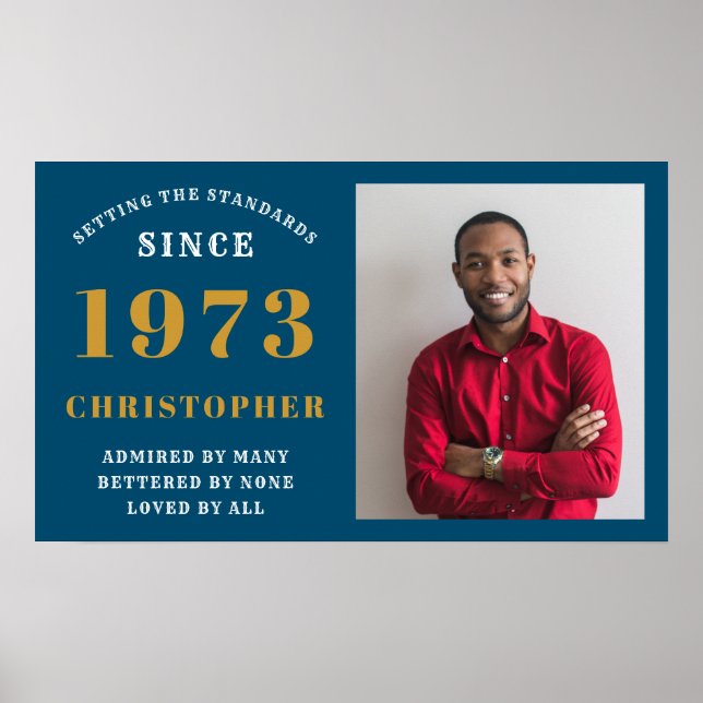 Poster 50º Nascer de aniversário de 1973 Add Name Blue Do (Frente)