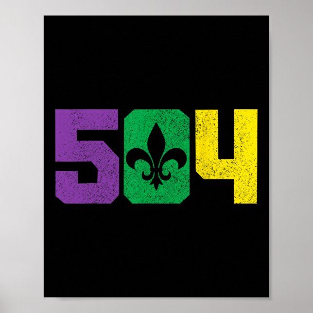Poster 504 Código de Área Pride Nola Nova Orleans Louisia (Frente)