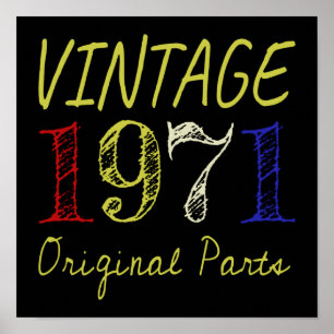 Poster 50. º aniversário do Presente Vintage Retro 1971