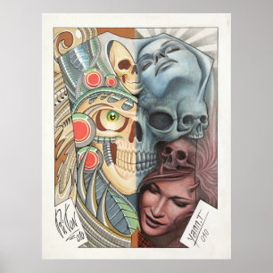 Pôster 50/50 de repro da ARTE do TATUAGEM