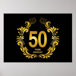 Poster 50 anos de aniversário Dourado da Glitter