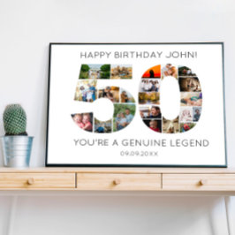 Poster 50 anos de colagem de fotos Aniversário, festa